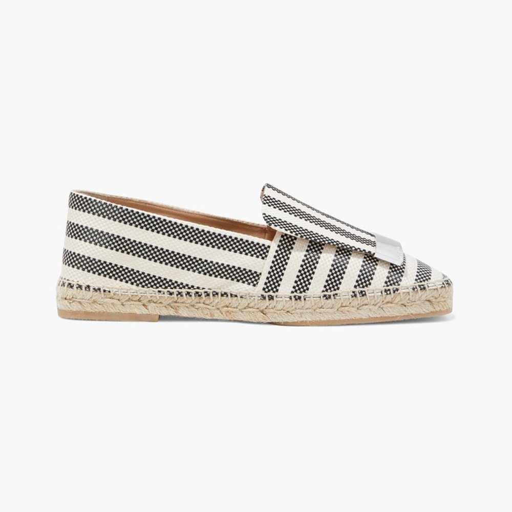 Sergio Rossi Embellished striped jacquard espadrilles - Ecru